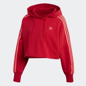 ADIDAS CROPPED HOODIE | RED & PINK
